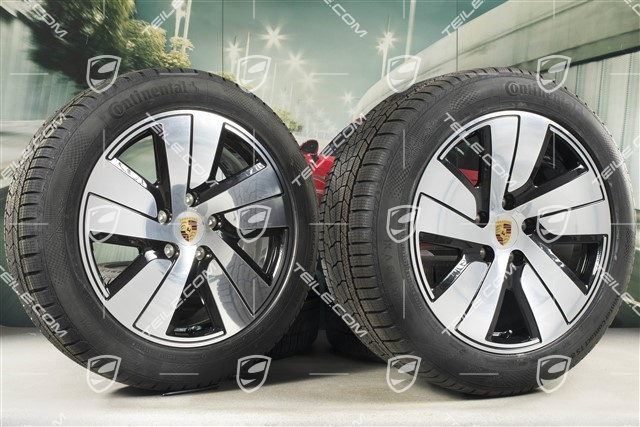 19" Taycan S winter wheel set, rims 8J x 19 ET50 + 10J x 19 ET47 + NEW Continental winter tyres 225/55 R19 + 275/45 R19