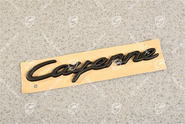 Coupe, Badge / Emblem CAYENNE in Black matte on a glossy black background