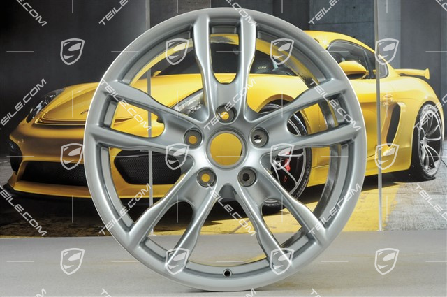 19" Boxster S III Felgensatz, 8J x 19 x ET 57 + 9,5J x 19 x ET 45, Felgenstern in Rhodiumsilbermetallic