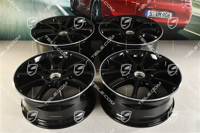 20-inch Cayenne COUPE Design wheel rim set, 10,5J x 20 ET55 + 9J x 20 ET50, black high gloss