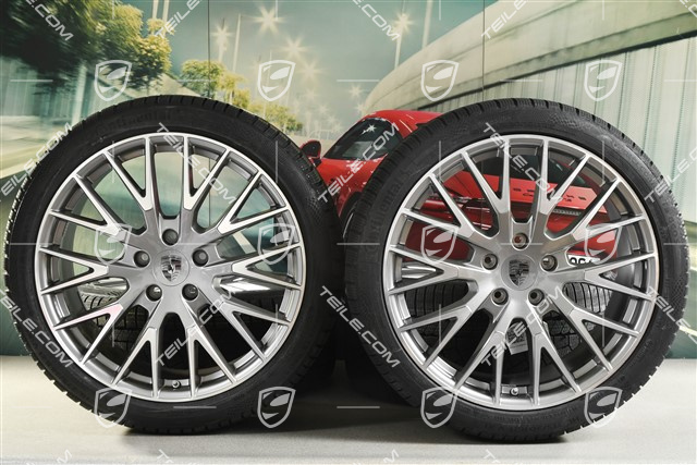 21-inch Panamera Exclusive Design Winter wheel set, wheel rims 9,5J x 21 ET71 + 10,5J x 21 ET71 + NEW Continental Winter Contact TS860 S winter tyres 275/35 R21 + 315/30 R21, Platin Silver