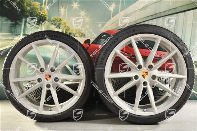20"+21" Carrera S Winterräder Satz, Felgen 8,5J x 20 ET53 + 11J x 21 ET66 + Michelin Winterreifen 245/35 R20 + 295/30 R21, in Kreide