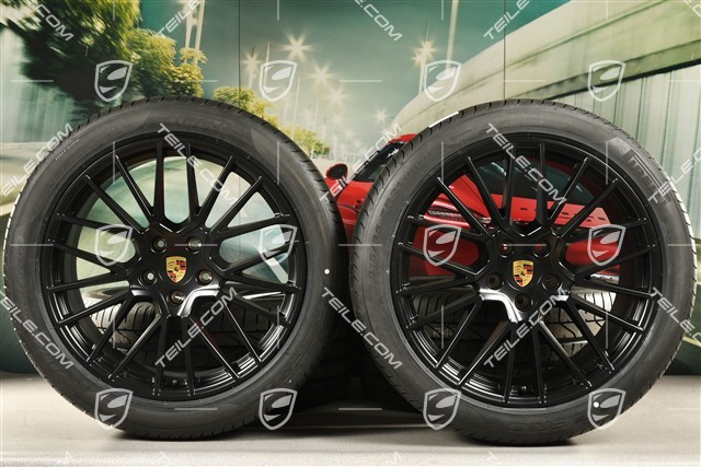 21-inch Cayenne RS Spyder summer wheel set, rims 9,5J x 21 ET46 + 11,0J x 21 ET49 + Pirelli P Zero summer tyres 285/40 R21 + 315/35 R21, black satin matt
