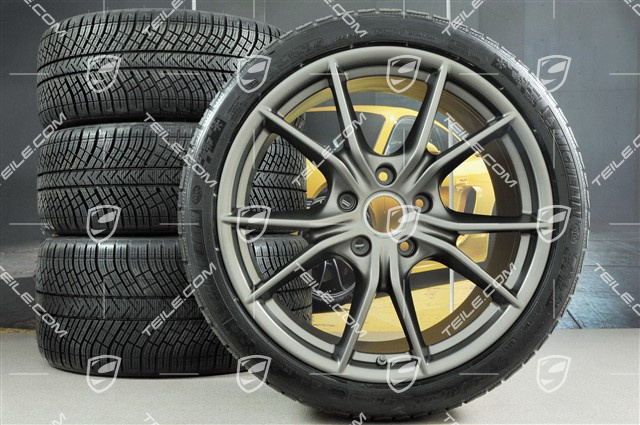 20-inch winter wheels set Carrera S (IV), rims 8,5J x 20 ET49 + 11J x 20 ET56 + Michelin Pilot Alpin PA4 N1 winter tyres 245/35 R20 + 295/30 R20, in platinum