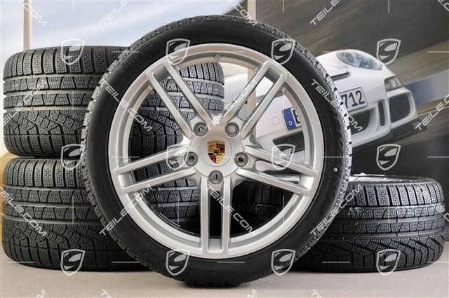 19" winter wheel set Carrera, wheels 8,5J x 19 ET54 + 11J x 19 ET48 + NEW winter tyres 235/40 R19 + 295/35 R19, TPMS