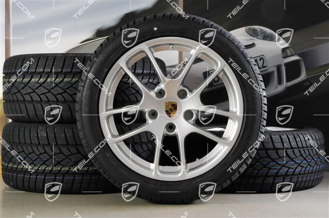 18" Cayman Winterräder Satz, 8J x 18 ET57 + 9J x 18 ET47 + NEUE Winterreifen Dunlop SP Winter Sport 3D 235/45 R18 + 265/45 R18, mit RDK-Sensoren