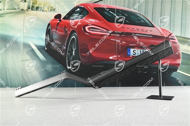 Rear bumper cover trim, lower, car with trailer coupling, black matte, R