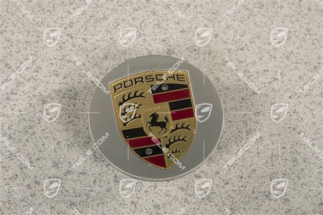 Hub cap, concave, coloured crest, Brilliant Chrome
