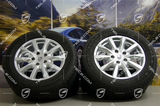 18-inch Cayenne all-season wheel set, wheels 8J x 18 ET53 + all-season tyres Goodyear Eagle LS2 255/55 R18, without TPMS, app. 500 km 18-inch Cayenne all-season wheel set, wheels 8J x 18 ET53 + all-season tyres Goodyear Eagle LS2 255/55 R18, without TPMS, app. 500 km