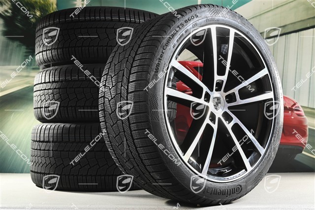 22" Winterräder Sport Design, Felgen 10J x 22 ET48 +11,5J x 22 ET52 + Continental Winterreifen 285/40 R22 + 315/35 R22, in Schwarz Hochglanz