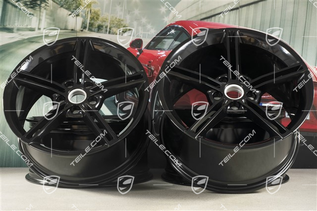 21" Wheel rim set Mission E Design, 9,5J x 21 ET60 + 11,5J x 21 ET66, black high gloss