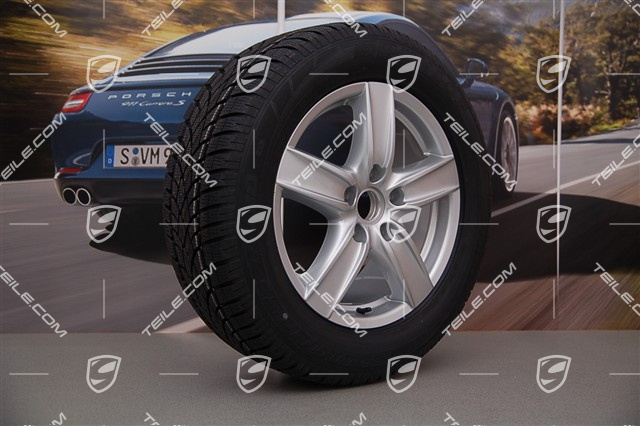 18-inch Cayenne S III winter wheel set, 4x wheels 8 J x 18 ET 53 + 4x winter tyres Dunlop 255/55 R 18 109V XL M+S, without TPMS