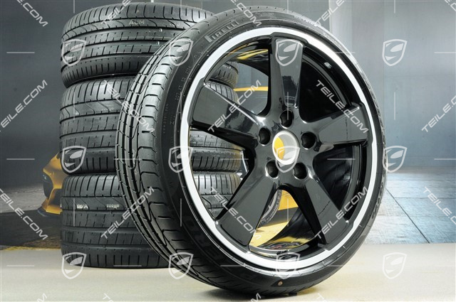 20" Sommerräder Satz Sport Classic - Schwarz, Felgen 9J x 20 ET51 + 11,5J x 20 ET56, Sommerreifen 245/35 ZR20 + 305/30 ZR20, mit RDK-Sensoren