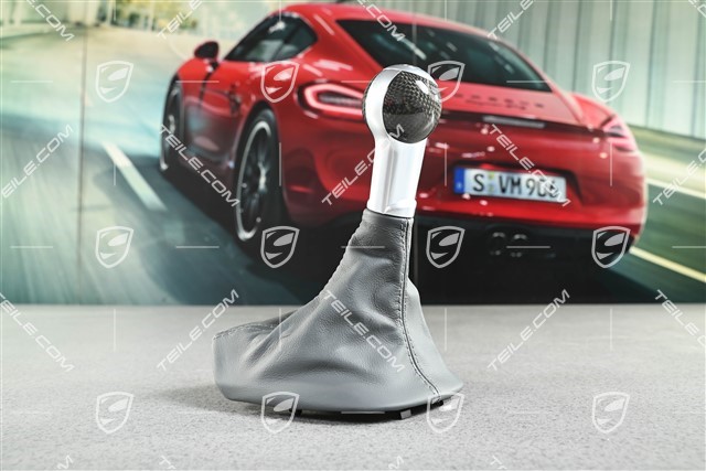Turbo, Gałka zmiany biegów, szara skóra / aluminium i carbon, 6 biegów manual