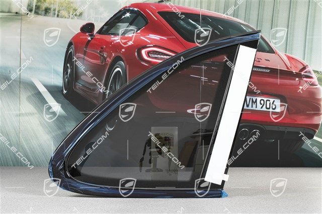 Seitenscheibe mit Zierleiste, Aluminium-Paket Schwarz, Dämmglas im Fond, R