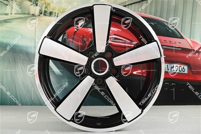 21" Carrera Classic Felge, 11,5J x 21 ET79, schwarz hochglanz, poliert