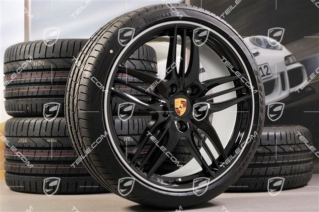 20-inch SportDesign summer wheel set, Exclusive - black high gloss, 8,5J x 20 ET51 + 11J x 20 ET70, NEW Pirelli summer tyres 245/35 R20 + 295/30 R20