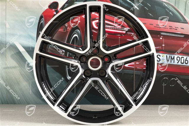 20-inch alloy wheel "Macan Turbo", 9J x 20 ET26 + 10J x 20 ET19, BORBET, Jet Black