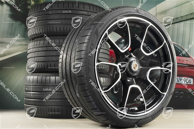 20-inch + 21-inch Turbo S Exclusive Design summer wheel set, rims 9,5J x 20 ET44 + 12J x 21 ET70 + Pirelli summer tyres 255/35 R20 + 315/30 R21, black high gloss