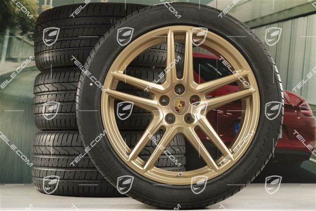 20-inch Turbo summer wheels set, rims 9J x 20 ET26 + 10J x 20 ET19 + NEW Pirelli summer tyres 265/45 R20 + 295/40 R20, Aurum, with TPMS