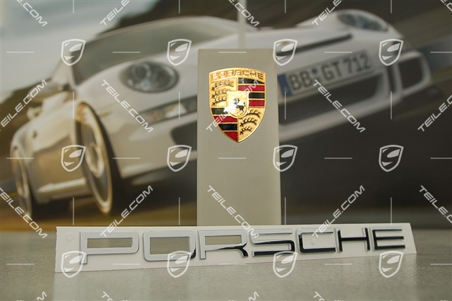 "PORSCHE" Logo / Emblem, Galvano Silver / Chrom