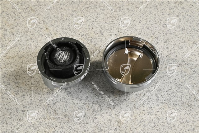 Öleinfülldeckel und Verschlussdeckel für Kühlmittelbehälter / Öl- und Kühlmitteldeckel Satz in Aluminiumoptik