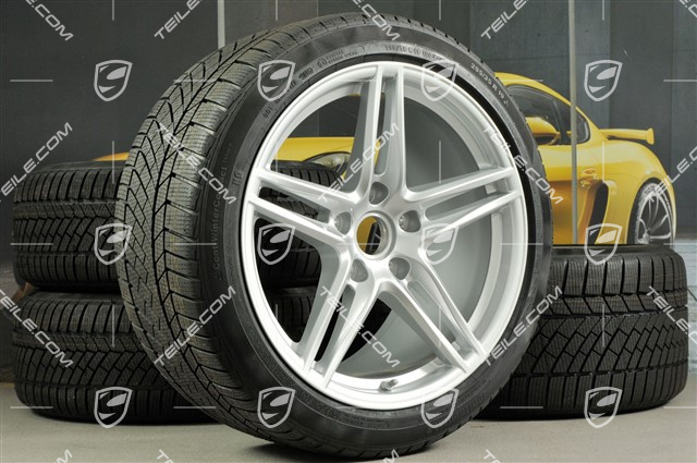 19" Winterräder Satz "Carrera", Felgen 8,5J x 19 ET50 + 11J x 19 ET77 + NEUE Continental WinterContact TS 830P Winterreifen 235/40 R19 + 295/35 R19