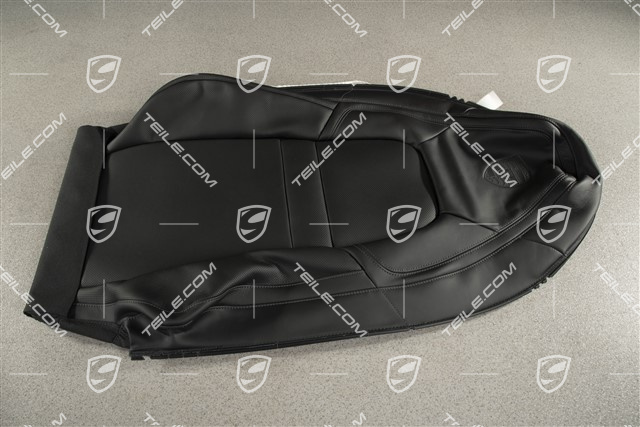 Lehnenbezug, Aussenteil, Normalsitze, Leder, Sitzbelüftung, Porsche wappen, Schwarz, L=R
