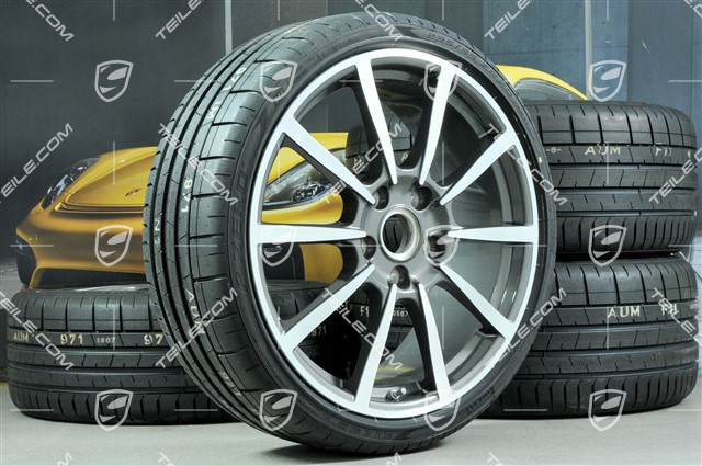 20-inch Carrera Classic summer wheels set, rims 8J x 20 ET57 + 10J x 20 ET45 + Pirelli summer tires 235/35 ZR20 + 265/35 ZR20, with TPMS
