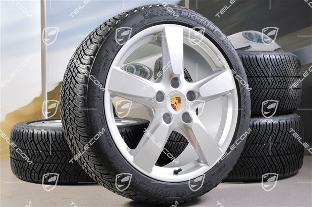 19" winter wheel set Cayman S, 8J x 19 ET57 + 9,5J x 19 ET45, tyres Michelin Pilot Alpin 4 235/40 R19 + 265/40 R19, with TPMS