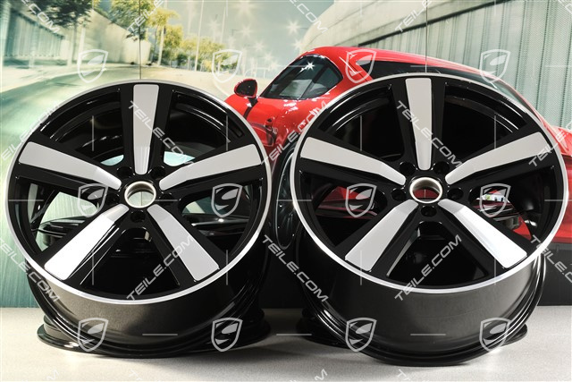 22-inch wheel rim set Cayenne Coupe Exclusive Design Sport, 10J x 22 ET48 +11,5J x 22 ET52, black high gloss