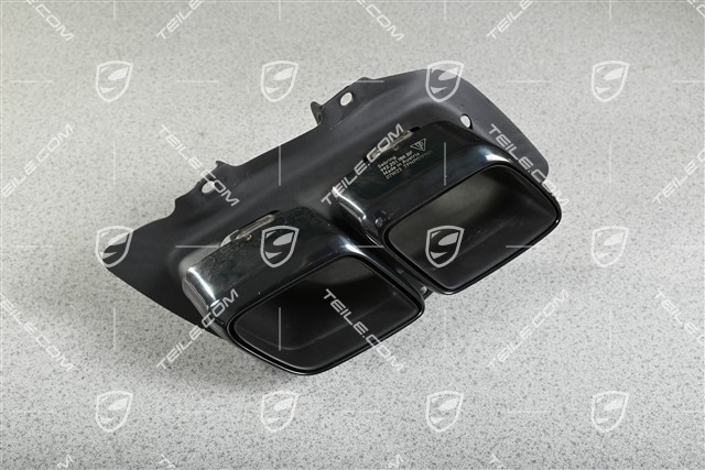 Turbo S, Exhaust system tail pipe, 4-pipe look, Black chrome, R