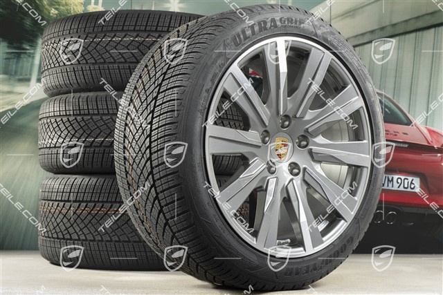 20" Taycan Tequipment Design Winterräder Satz, Felgen 9J x 20 ET54 + 11J x 20 ET60, Goodyear Winterreifen 245/45 R20 + 285/40 R20
