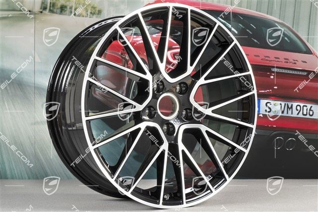 21-inch wheel rim set Cayenne RS Spyder, 11J x 21 ET49 + 9,5J x 21 ET46, for Cayenne Coupé, black high gloss