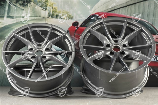 20-inch wheel rim set Carrera S IV, rims 8,5 J x 20 ET49 + 11,5 J x 20 ET56, Platinum Satin Matt