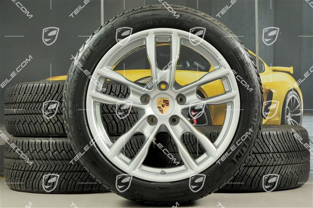 19" winter wheel set Boxster S, rims 8J x 19 ET57 + 9,5J x 19 ET45 + NEW winter tyres Michelin Pilot Alpin 4 235/40 R19 + 265/40 R19, with TPMS.