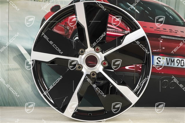 21" Felge Taycan Exclusive Design, 9,5J x 21 ET60, vorn, schwarz hochglanz, R