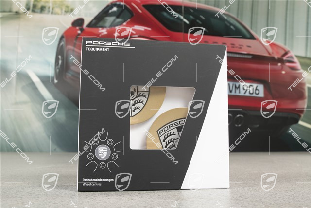 Hub cap set, crest monochrome, concav, silk-gloss black