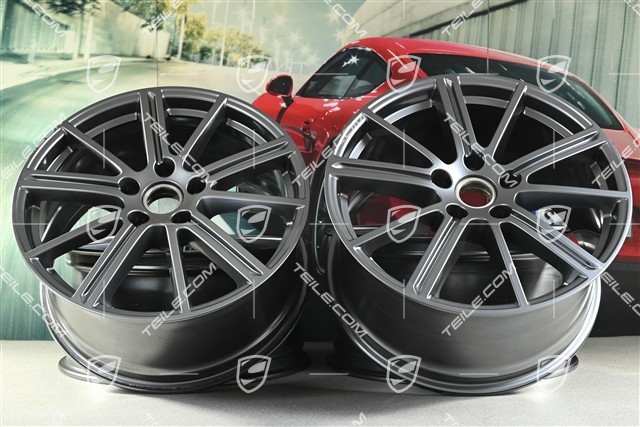 20" wheel rim set Panamera Turbo, 9.5J x 20 ET71 + 10.5J x 20 ET71, Adamantium