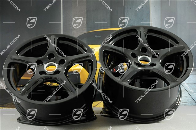 19-inch Carrera Classic wheel set, 8J x 19 ET57+ 11J x 19 ET67, black high gloss 19-inch Carrera Classic wheel set, 8J x 19 ET57+ 11J x 19 ET67, black high gloss