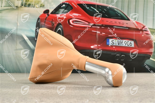 Schalthebelknopf, Sandbeige, Leder / Aluminium, 6-gang schaltgetriebe
