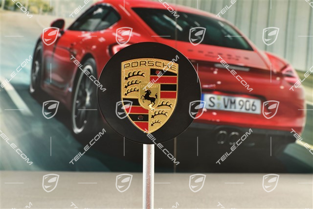 Center cap, concave,  coloured crest, black satin mat