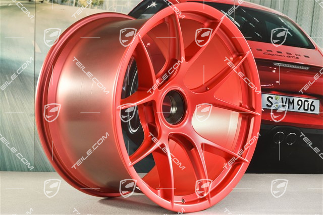 GT3RS Magnesium lightweight forged wheel rim set, 10J x 20 ET45 + 13J x 21 ET31, Pyro Red