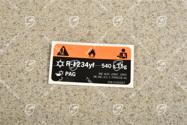 Notice sticker, Refrigerant R1234YF Notice sticker, Refrigerant R1234YF