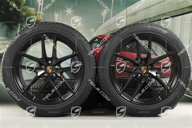 20-inch "Macan S" winter wheels set, rims 9J x 20 ET26 + 10J x 20 ET19 + NEW Pirelli winter tyres 265/45 R 20 + 295/40 R 20, black satin matt, with TPMS