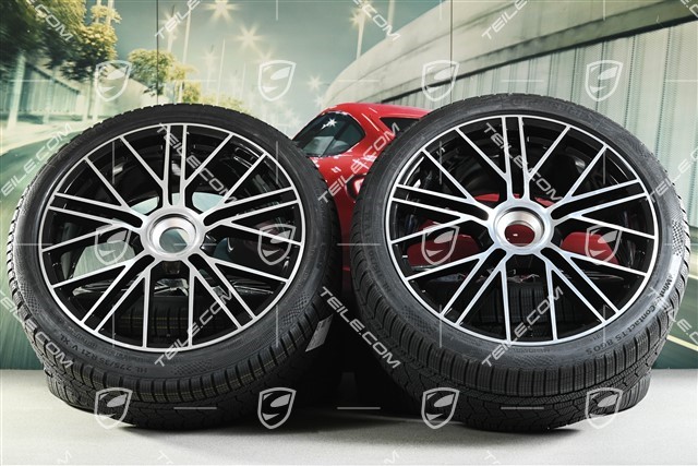 21-inch Panamera Turbo S Winter wheel set, central lock, wheel rims 9,5J x 21 ET71 + 10,5J x 21 ET71 + Continental Winter Contact TS860 S winter tyres 275/35 R21 + 315/30 R21, black high gloss