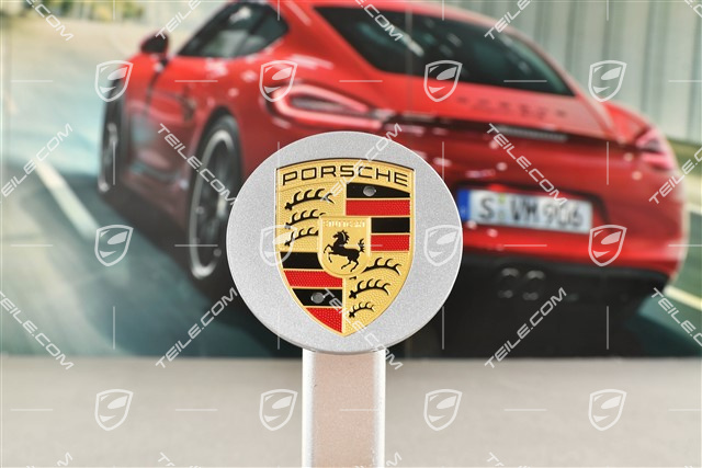 Hub cap, concave, coloured crest, GT Silver