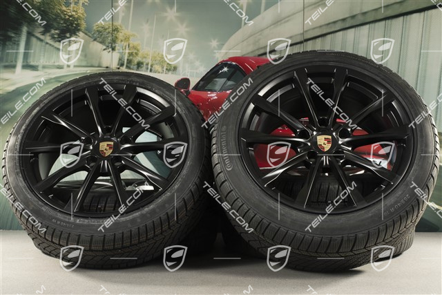 19-inch Boxster S winter wheels set, rims 8J x 19 ET57 + 10J x 19 ET45 + Continental WinterContact TS 830P winter tires 235/40 R19 +265/40 R19, black satin matt