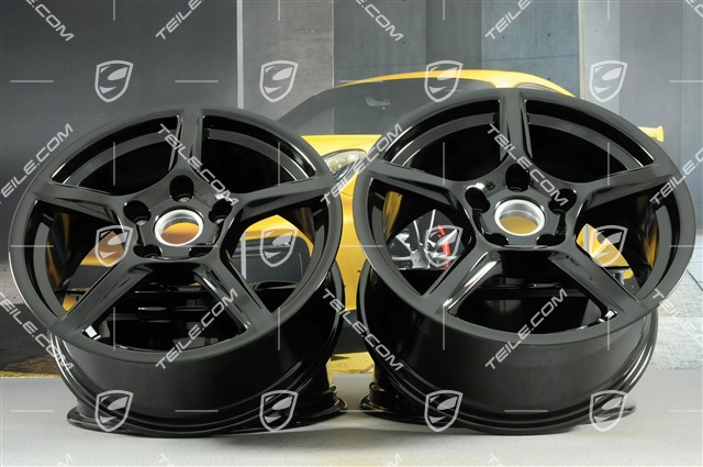 18-inch wheel rim set "Boxster", 8J x 18 ET57 + 9J x 18 ET47, black high gloss