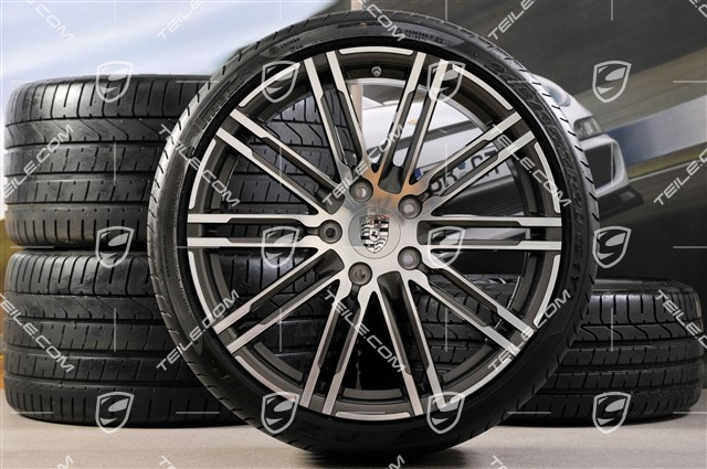 20" Turbo III summer wheel set, rims 8,5J x 20 ET51 + 11J x 20 ET56 + NEW Pirelli P-ZERO summer tyres 245/35 R20 + 305/30 R20, with TPM